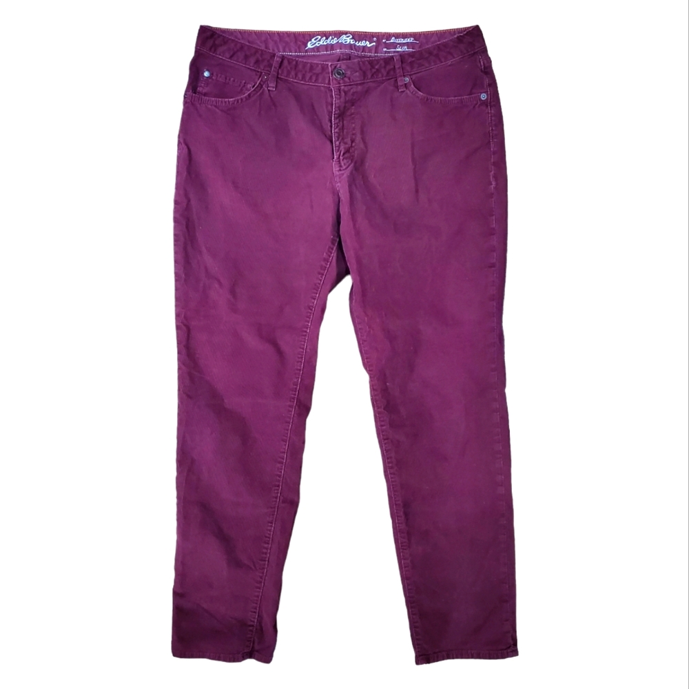 EDDIE BAUER Corduroy Pants Boyfriend Slim Leg Fit Mid Rise